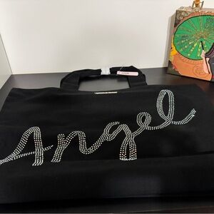 NWT Victoria's Secret Black Canvas Tote Bag